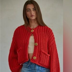 NWOT Long Sleeve Knit Cropped Cardigan Sweaters Open Front Trendy Crewneck